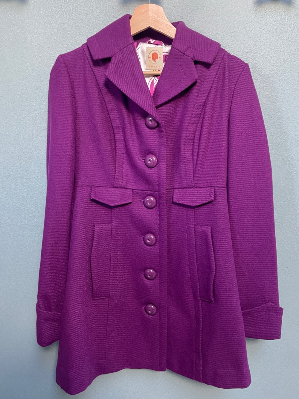 Anthropologie Tulle Y2K Purple Wool Blend Peacoat – Women’s Medium